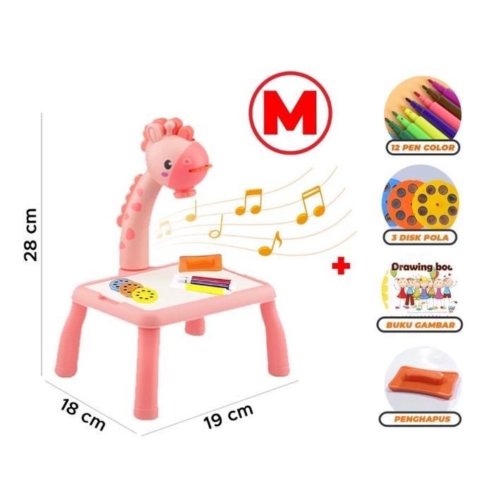 Meja Gambar Proyektor Jerapah edukasi anak - JERAPAH MINI PINK