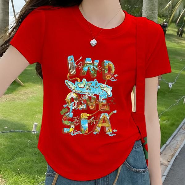 Kaos Wanita 17 Agustus Model Oval Lengan Pendek - Baju Merah Edisi Hari Kemerdekaan INDONESIA - Kaos
