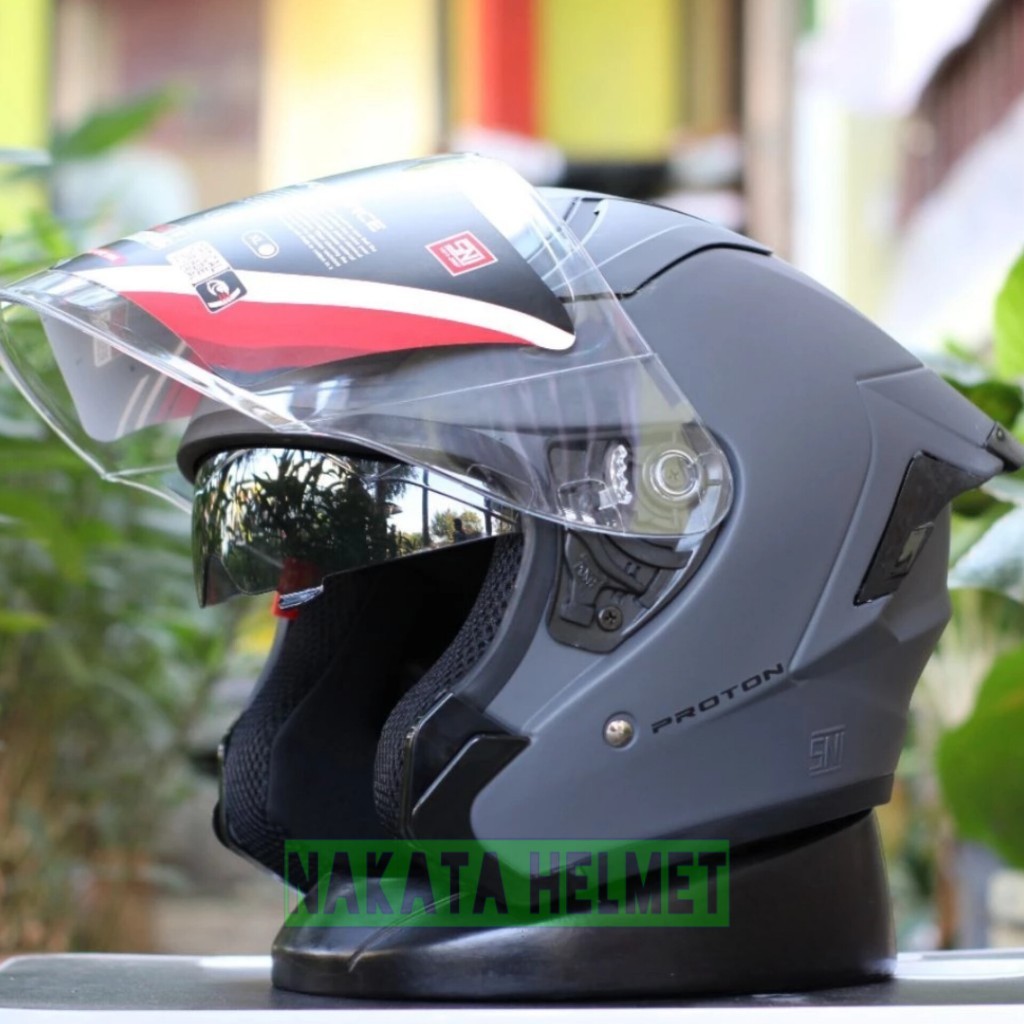 Terbaru Helm HRV PROTON DOUBLE VISOR halface solid | half face helmet hrv 2 visor motorcycle