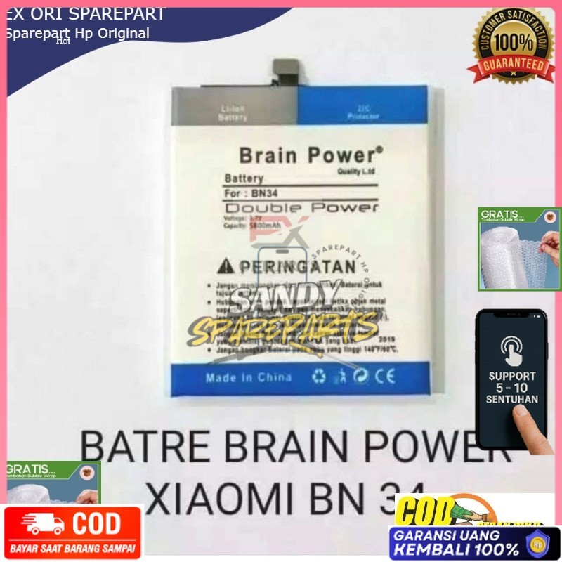 GARANSI EX KOMPATIBLE GARANSI DOUBLE POWER 5000 MAH Baterai Doblepower BN34 xiaomi Redmi 5A brainpow