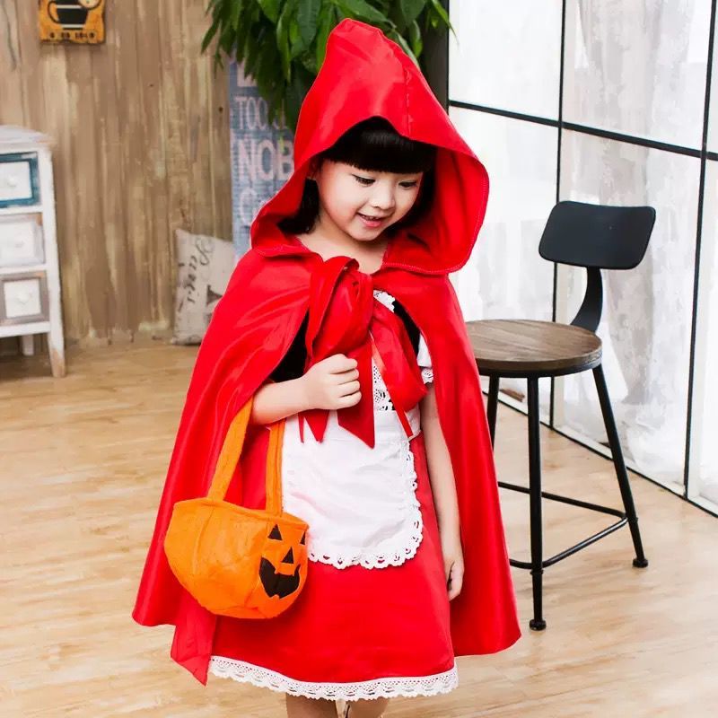 Baju Kostum Little Red Riding Hood Princess Halloween Premium Pakaian Dress Anak Perempuan Party Pes