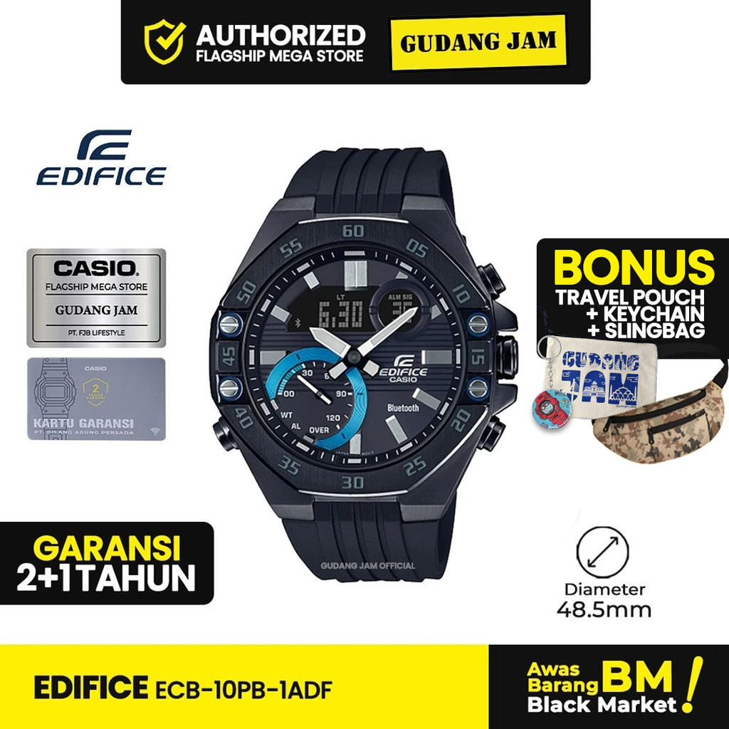 Jam Tangan Pria Edifice ECB-10PB-1ADF Stainles Steel Strap