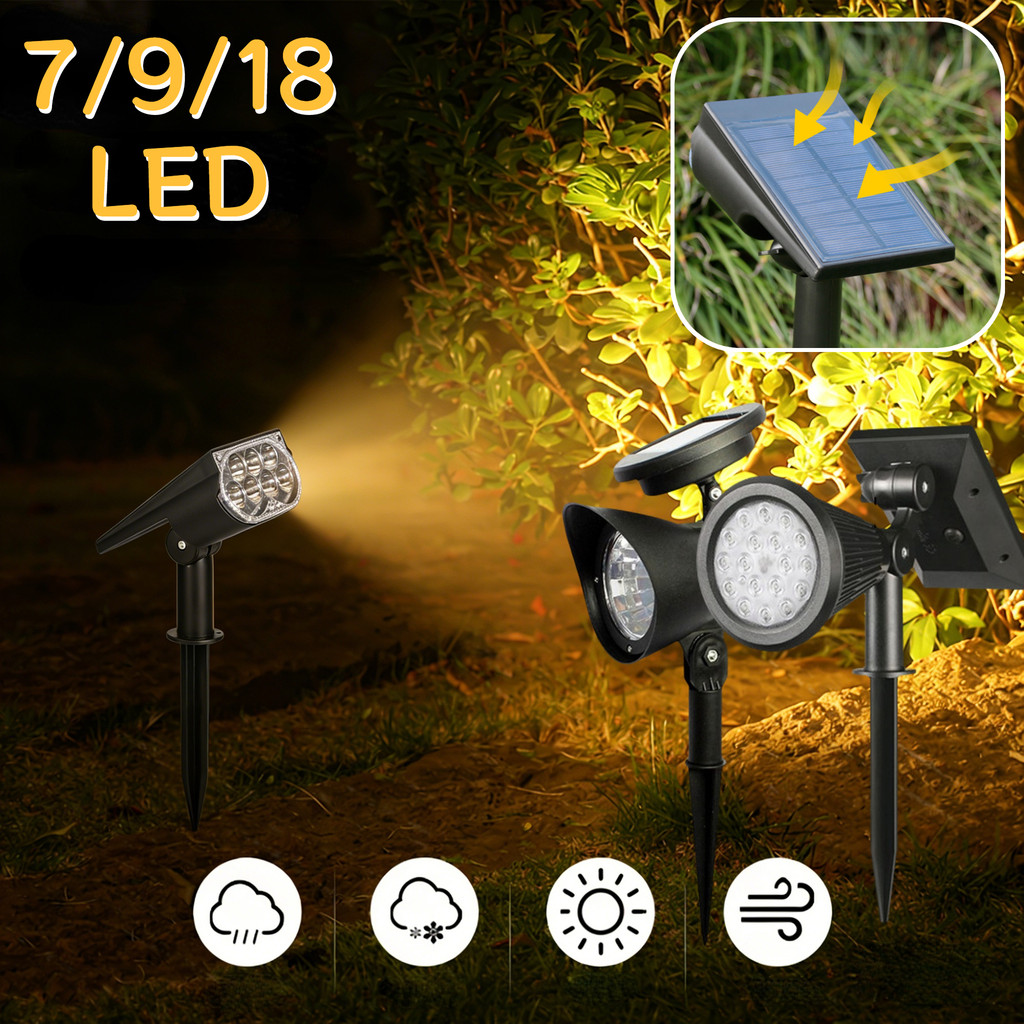 Lampu Taman Tenaga Surya / Lampu Sorot Super Terang Outdoor / Untuk Dekorasi Taman Halaman Rumah Ter