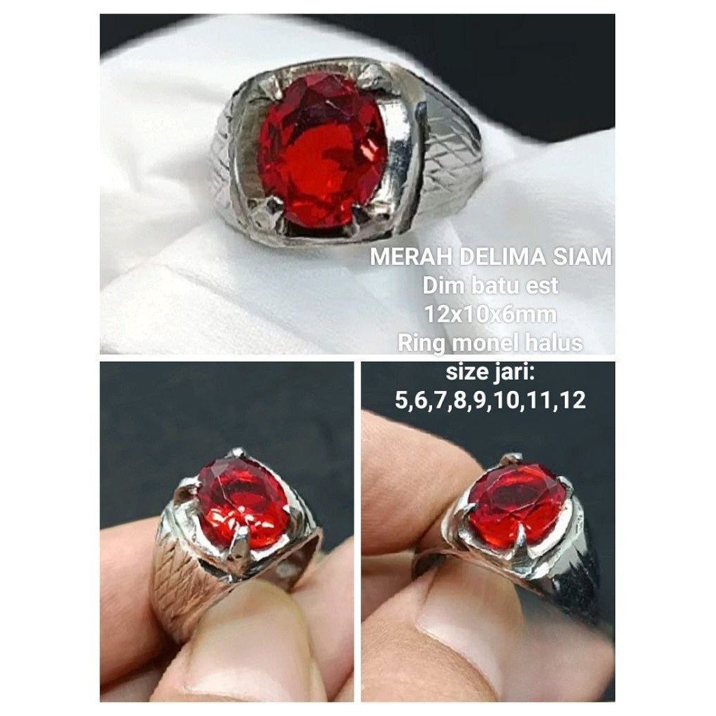 CINCIN BATU MERAH DELIMA SIAM BANGKOK CUTTING CRSLYSTAL