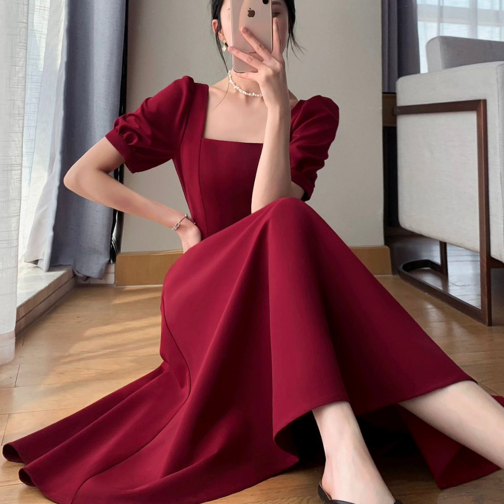 META Dress Wanita Voxy Premium - Dress Natal Christmas Season Party Korea Bodycon