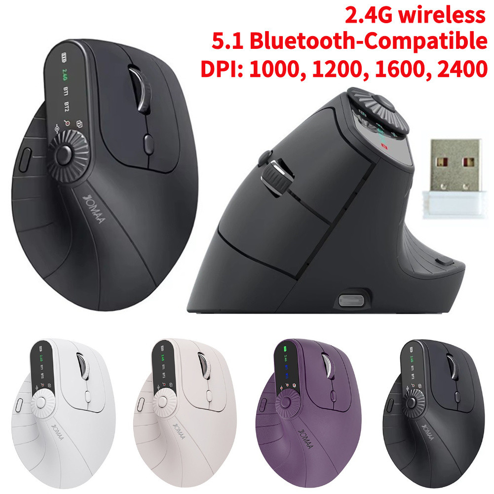 Vertical Wireless Mouse Rechargeable Bluetooth-Compatible 2.4GHz Vertical Ergonomic Mouse 1000/1200/