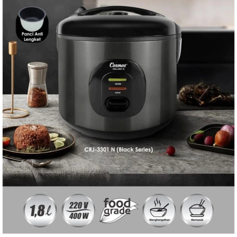 COSMOS Rice Cooker Cosmos CRJ 3301NB - 1.8Liter / CRJ 3301N-B/CRJ3301NB/CRJ-3301-NB/BERGARANSI