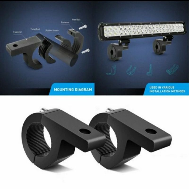 BRAKET LAMPU CRASHBAR JEPIT LAMPU LED TEMBAK BRAKET LAMPU STANG MOTOR BRAKET LAMPU FRAME SLIDER