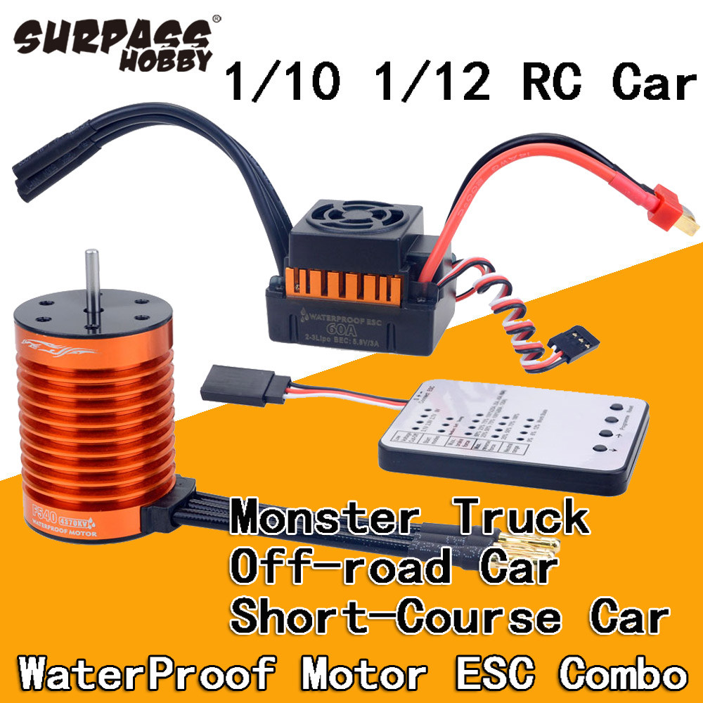 1:10 1:12 1:14 RC Part Waterproof F540 3300KV 4370KV Brushless Motor W/60A ESC for Wltoys 144001 124