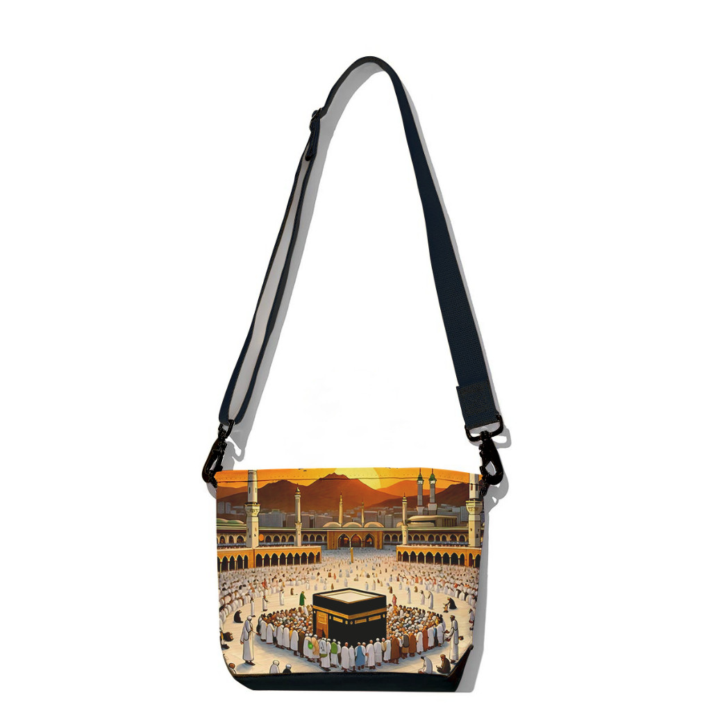 Sling Bag Kanvas Wanita Mekkah / Tas Selempang Souvenir Custom