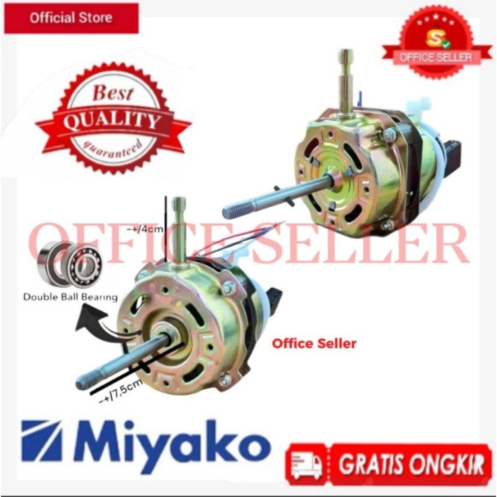 P2MO - Dinamo Kipas Angin 16 Inch - 7116 Double Ball Bearing Berdiri / Leher As Pendek / Mesin Kipas