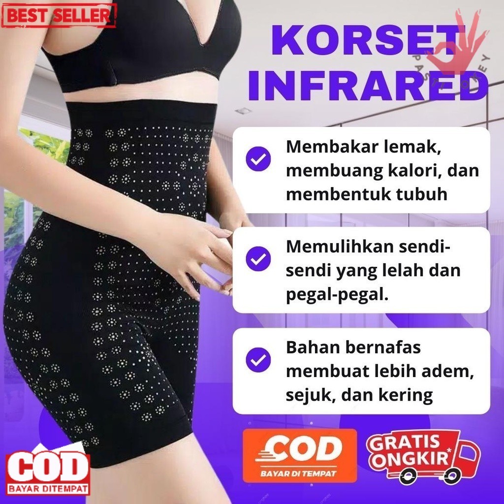 Pasti Okey - Korset Celana Pelangsing INFRARED 3 IN 1 Pengencang Pembakar Lemak Perut dan Paha