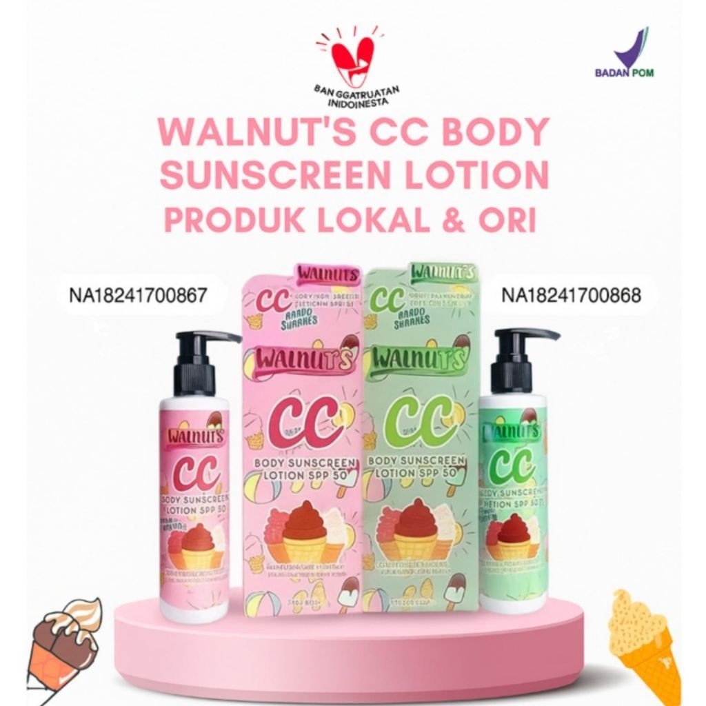 WALNUTS CC BODY SUNSCREEN LOTION SPF 50 LOKAL UKURAN 200 ML