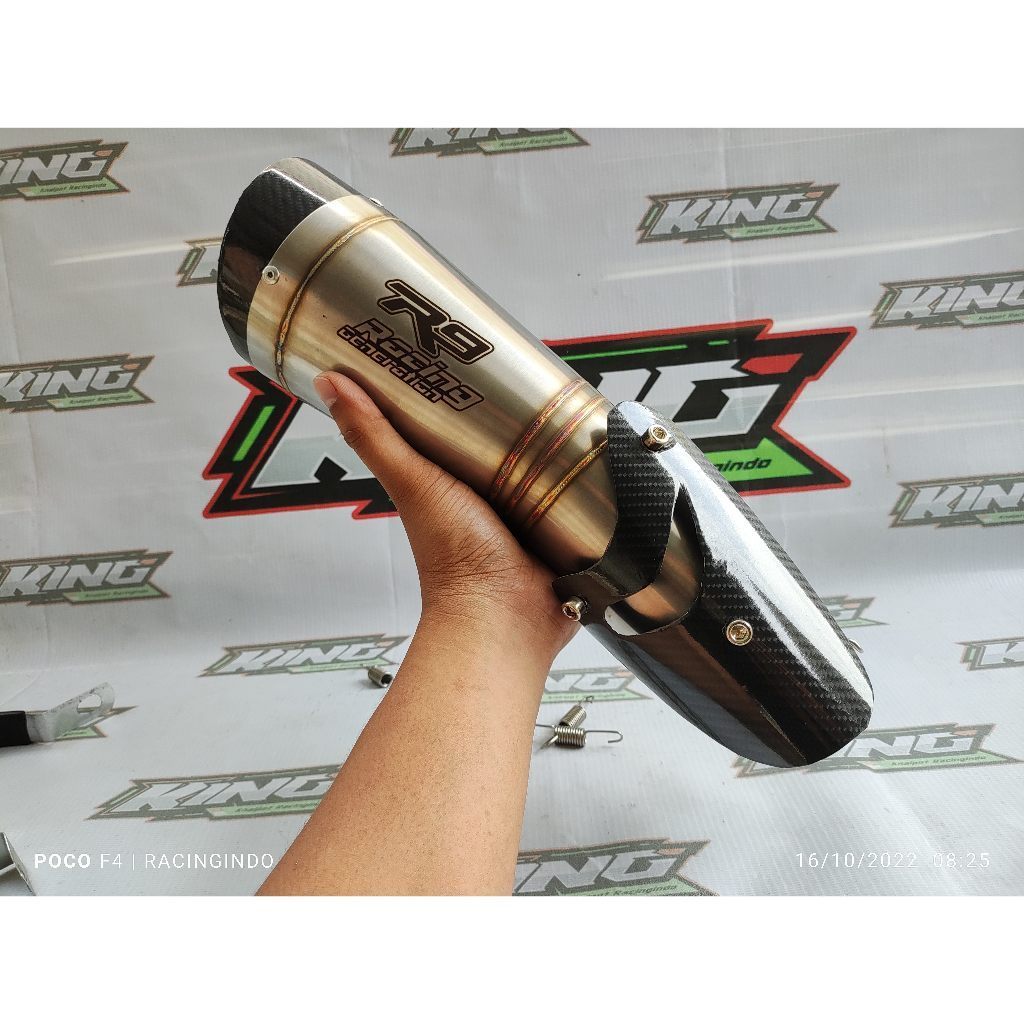 Termurah... Knalpot murah slinser silincer knalpot r9 h2 ss tameng inlet 50 mm semua motor bisa paka