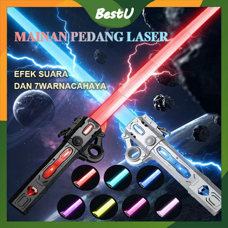 7 Warna/Mainan Pedang Pedangan LightSaber Anak/2 In 1 Laser LED Lampu Suara Light Sword /Dengan Efek