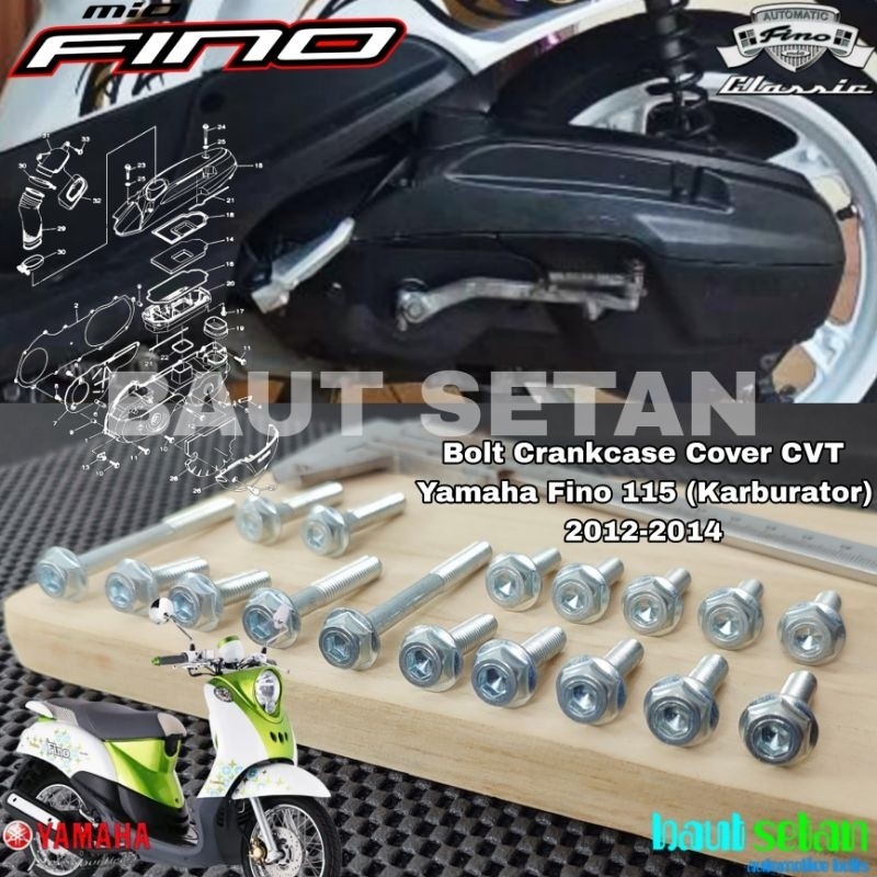 Baut Full Set Blok CVT Yamaha Fino karbu Mode Dua Kunci
