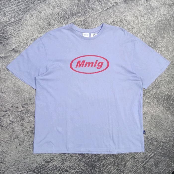 T shirt Kaos pria MMLG big logo biru muda casual murah size xl