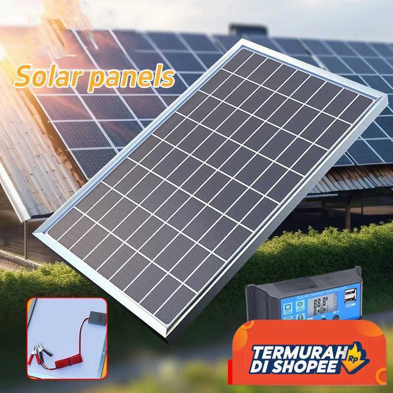 Panel Surya 12V Polycrystalline Solar Panel Kit Lengkap Controller Cas Aki Mobil Motor Portable SUNY