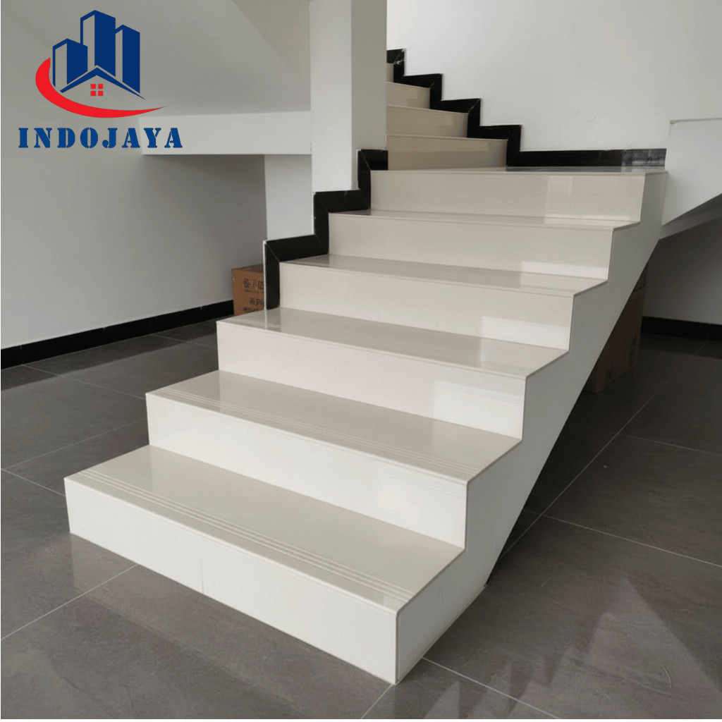 Granite Tangga Cream Polos 30x80 100 120 Mewah Custom Ukuran List Keramik Granit Tile Stepnosing
