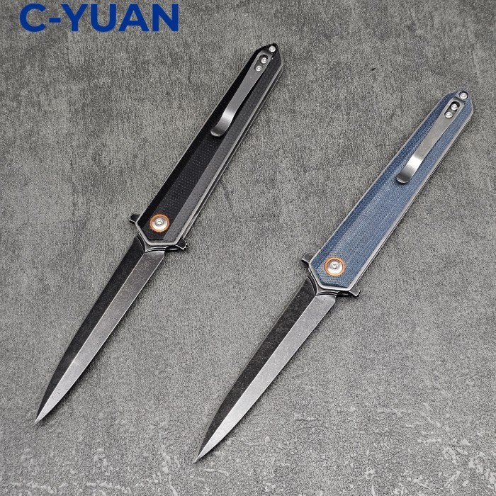 Pisau Lipat Stiletto D2 Blade Micarta Handle EDC Outdoor Survival Folding Knife