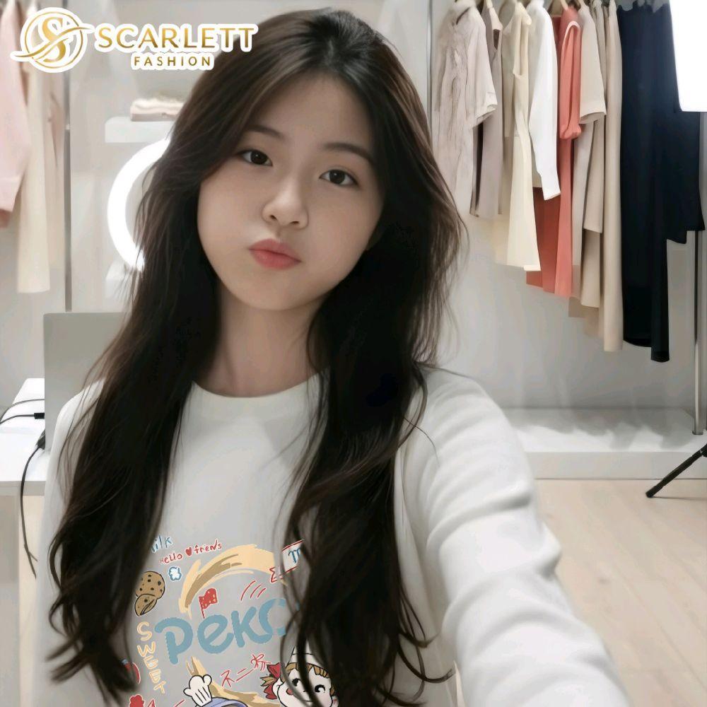Scarlett Fashion Sweater Crewneck Anak Cewek Cowok Unisex Usia 1-18 Tahun Motif Sablon Sweet PEKO Ba