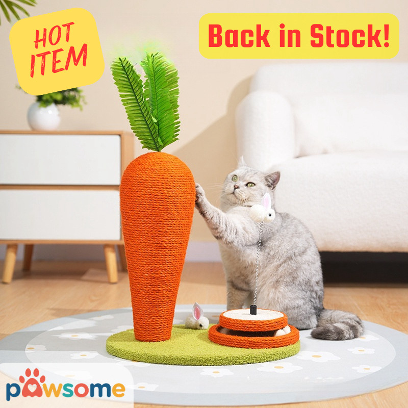 PAWSOME Garukan kucing/tempat cakaran kucing/cat scratcher berbentuk wortel, tersedia 4 varian
