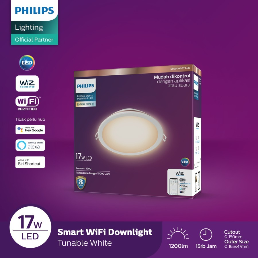 Lampu Philips Smart Wifi LED Downlight Plafon 17W D150 6 inch - Tunable White (Putih Kuning)