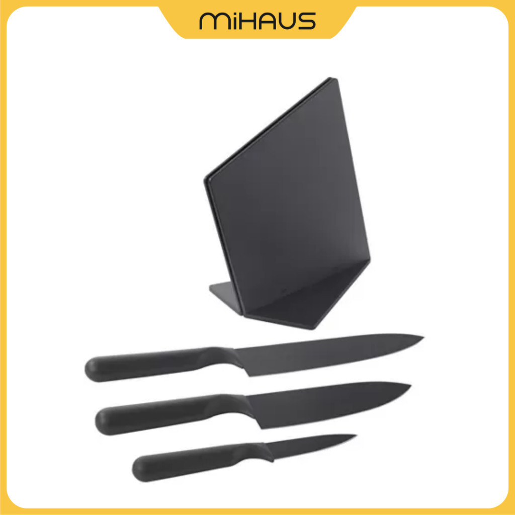 New Arrival IKEA JÄMFÖRA Blok pisau dengan 3 pisau, hitam