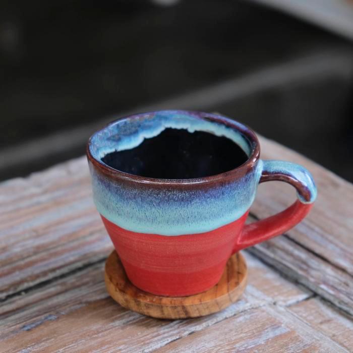 Promo Naruna Cangkir Keramik Latte Mug Keramik Gelas Keramik Cangkir Kopi Keramik Handle - Biru Hita