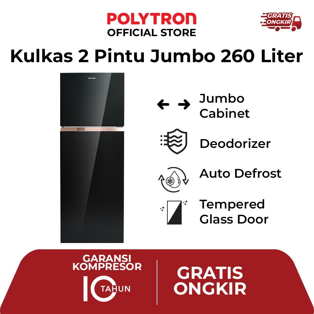 Kulkas Polytron PRW 29MNX / PRW29MNX Kulkas 2 Pintu 260 Liter
