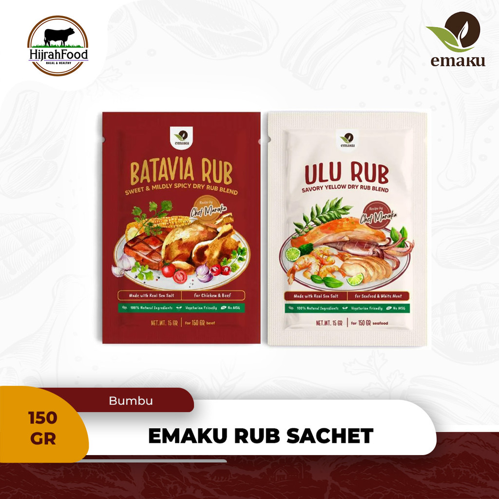Emaku Batavia Dry Rub / Ulu Dry Rub Non-MSG | Bumbu Marinasi Masak Sachet Ayam & Sapi