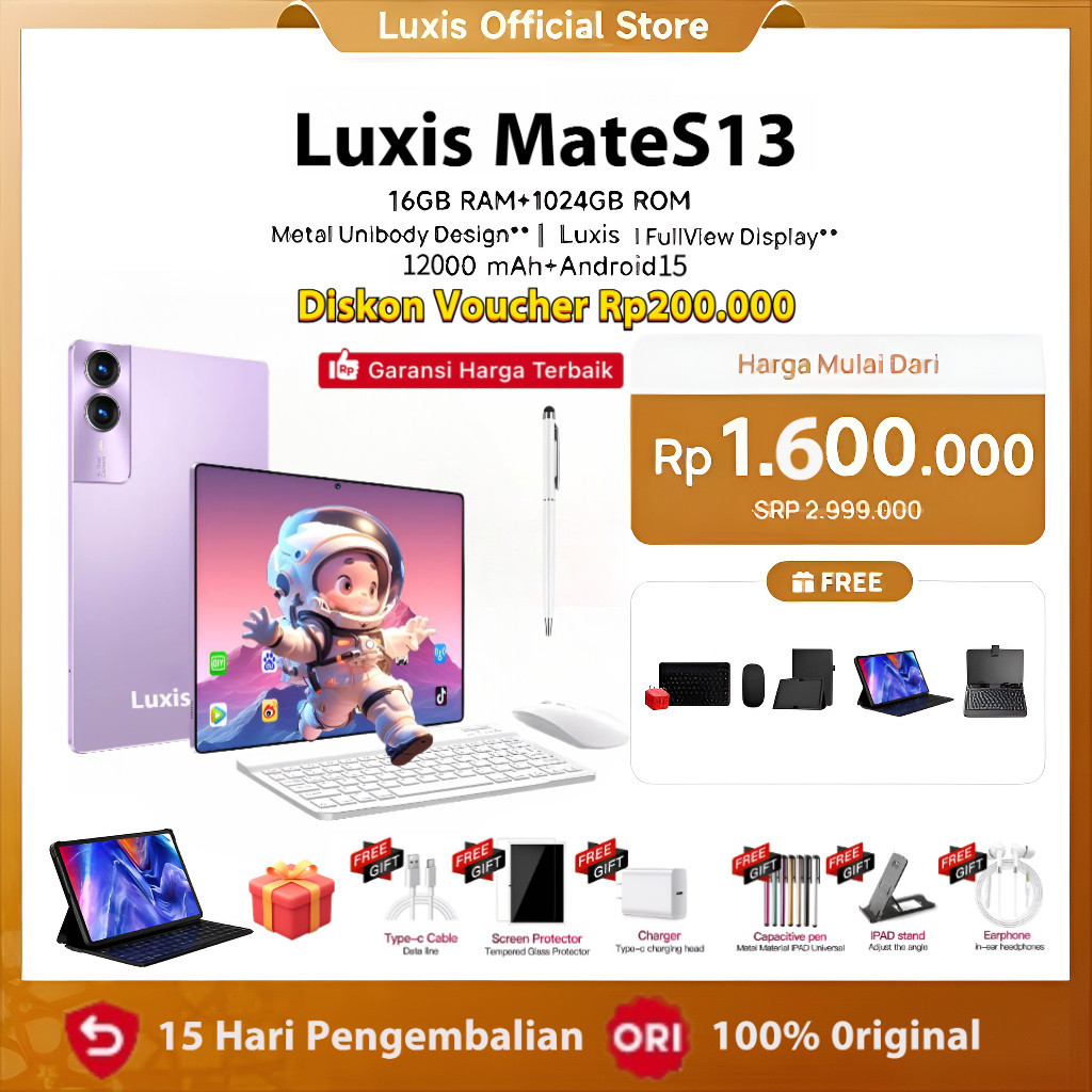 [Free Mouse Keyboard Case] Luxis Tablet S13(16GB+1024GB)Android15 |12.8inch"lPS Screen tablet androi