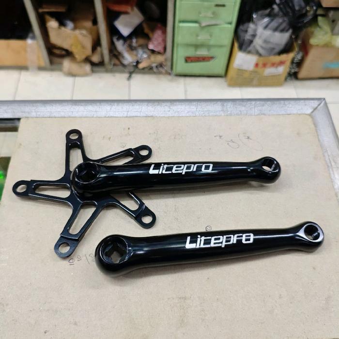 Crank Arm Litepro Super Light BB Kotak Alloy CNC Hitam Original
