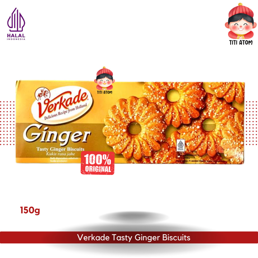 Verkade Tasty Ginger Biscuits 150g | Biskuit Jahe Renyah Belanda Original