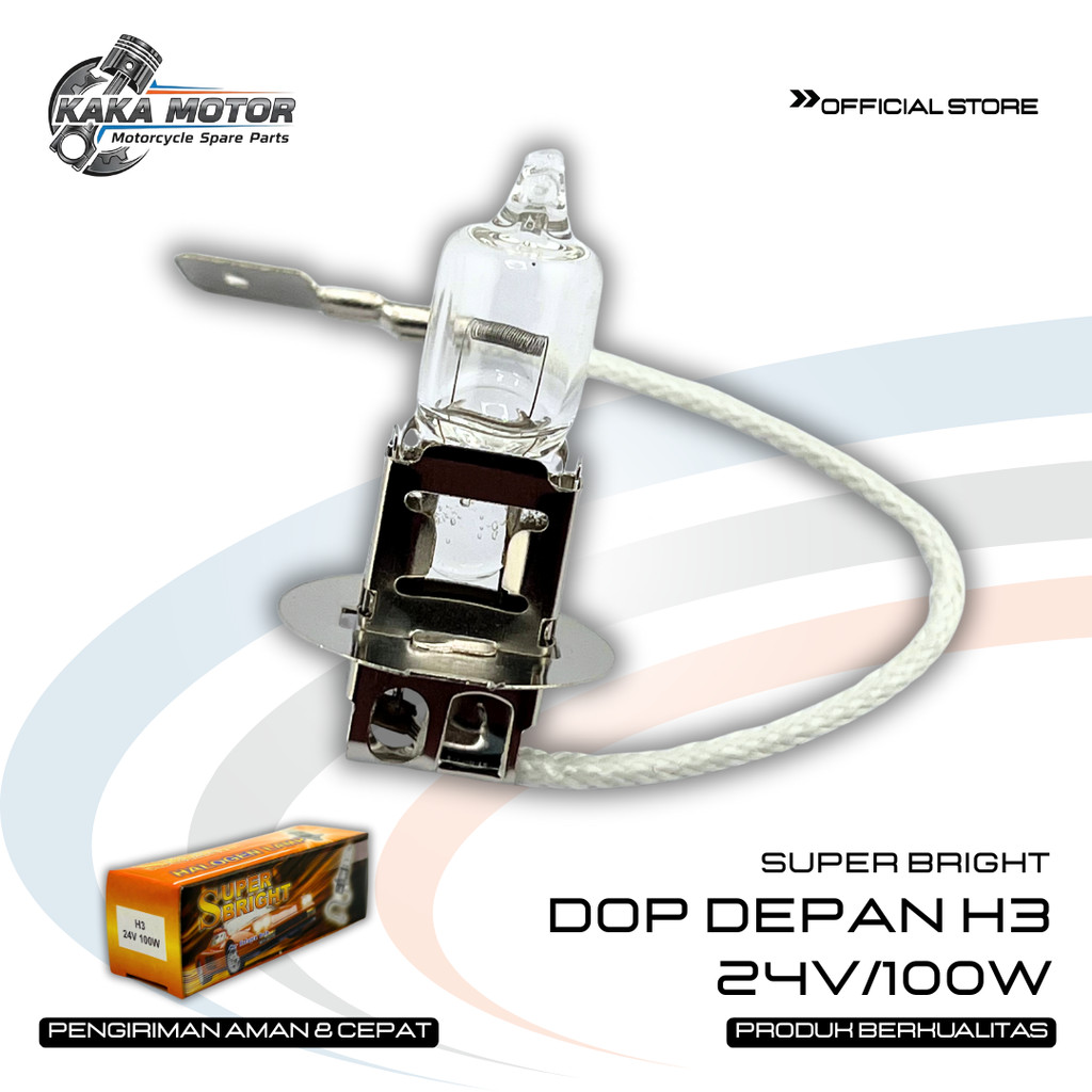 DOP DEPAN H3 24V/100W - LAMPU BOHLAM KABUT UTAMA H3 24V / 100W  LED HALOGEN FOGLAMP SUPER TERANG