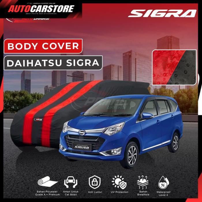 [ ACSports ] Body Cover 2 Warna Sarung Mobil 2 Warna - Daihatsu Sigra - Hitam List Merah