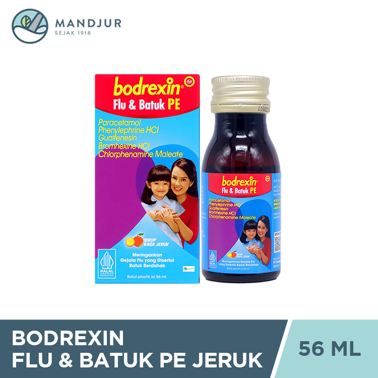 Bodrexin Flu & Batuk PE Jeruk 56 ml - Pereda Flu dan Pilek Pada Anak