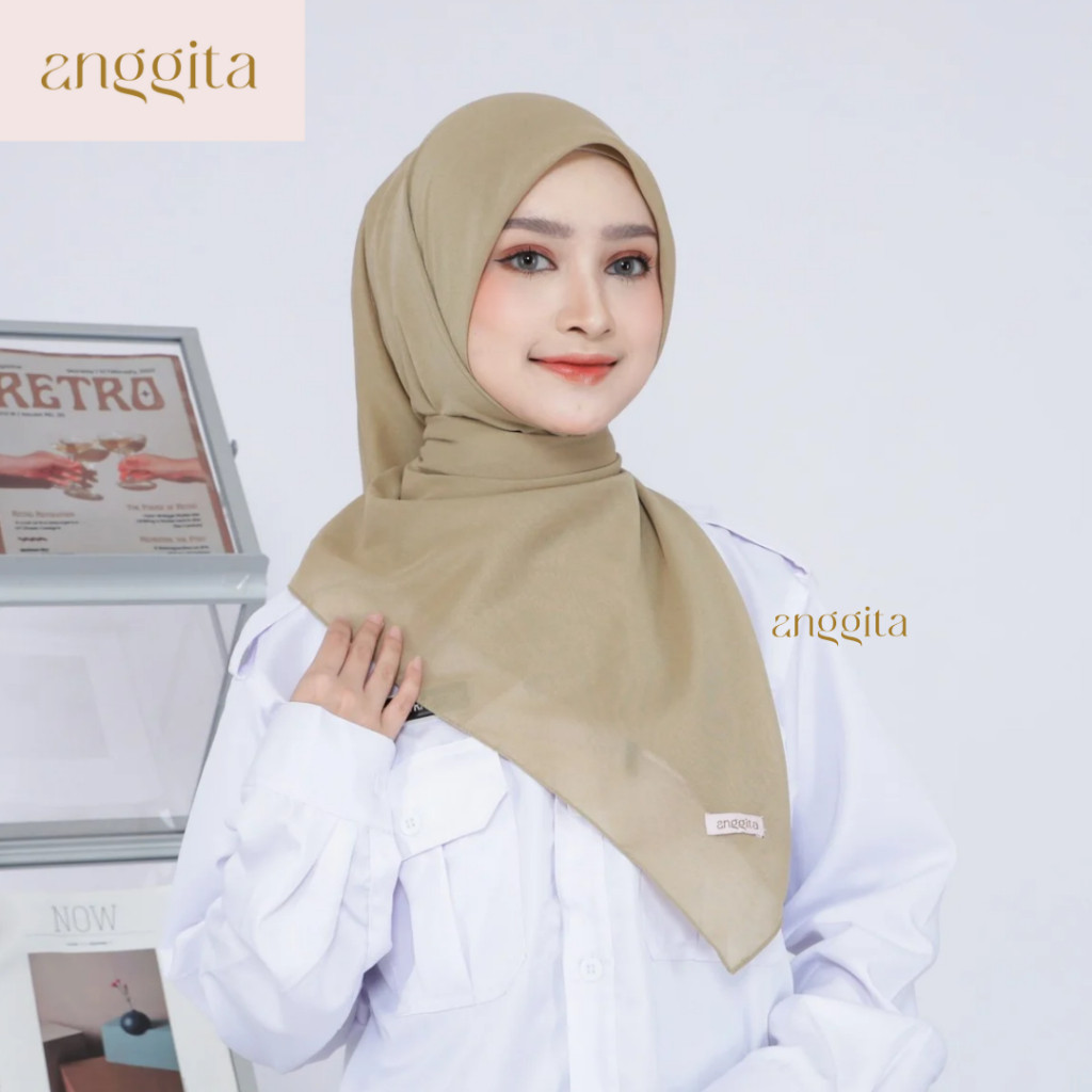 Jilbab Dinas PNS Segi Empat Korpri Paris Premium Khaky muda Mustard Kerudung PNS, navi biru bca. hit
