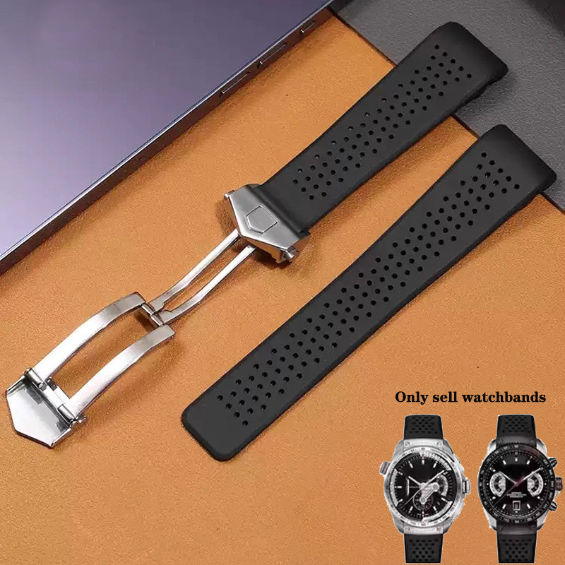 Natural Rubber Watband For TAG HEUER GRAND CARRERA wristband Waterproof Sport Strap 22mm 24mm Soft S