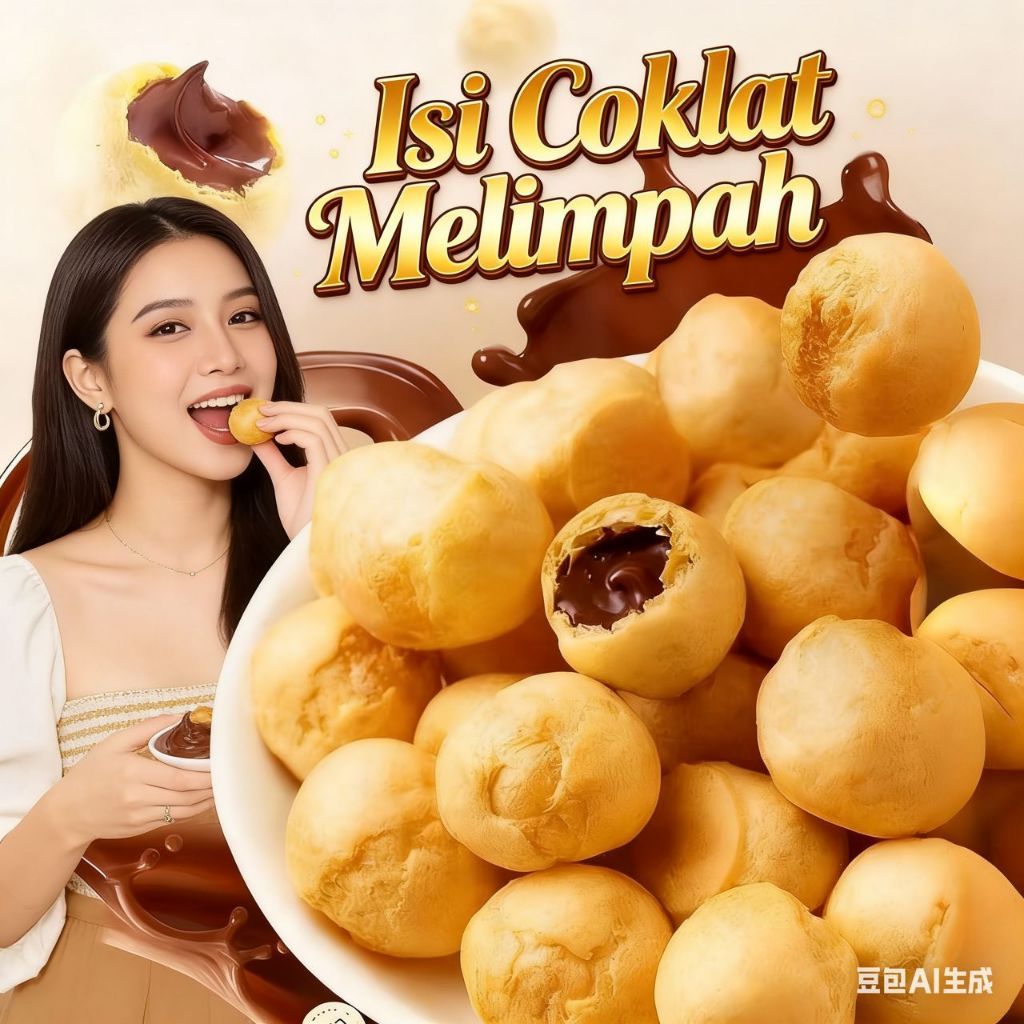 Soes Cokelat Snack Malona 500g/1000g makanan instan– Kue Sus Kering Isi Coklat Lumer Cemilan Halal
