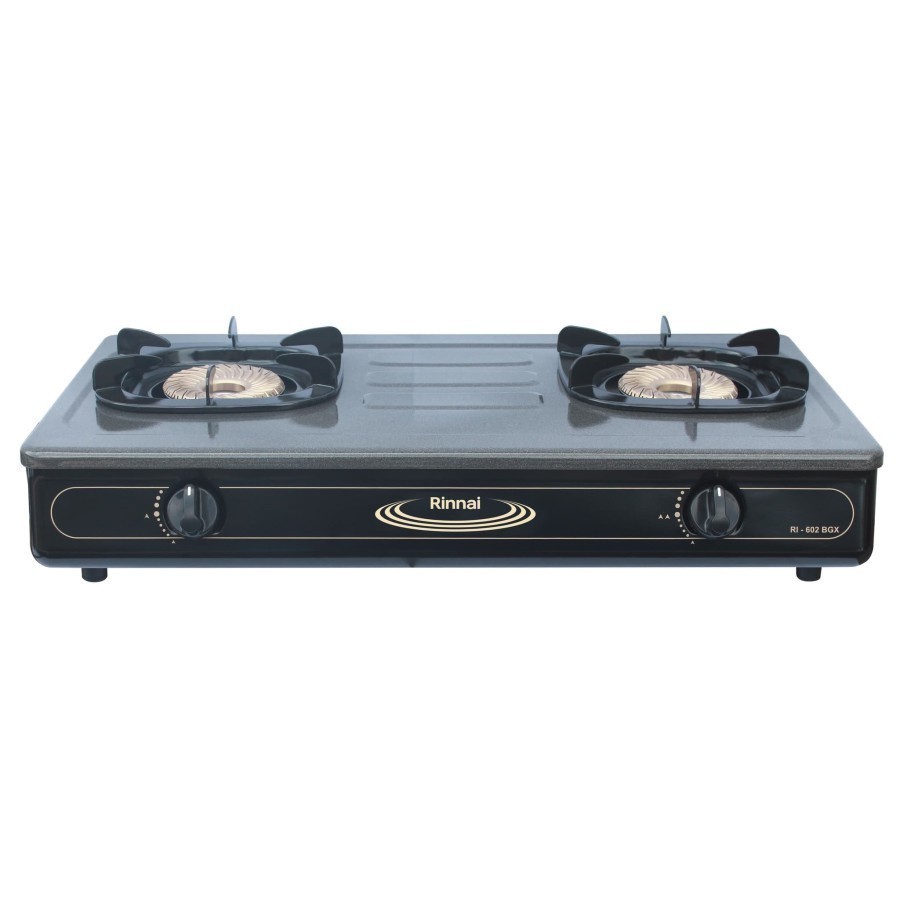 RINNAI KOMPOR GAS 2 TUNGKU RI 602 BGX/RI602BGX/RI602 BGX/RI 602BGX/RI-602BGX/ORIGINAL RINNAI/GARANSI