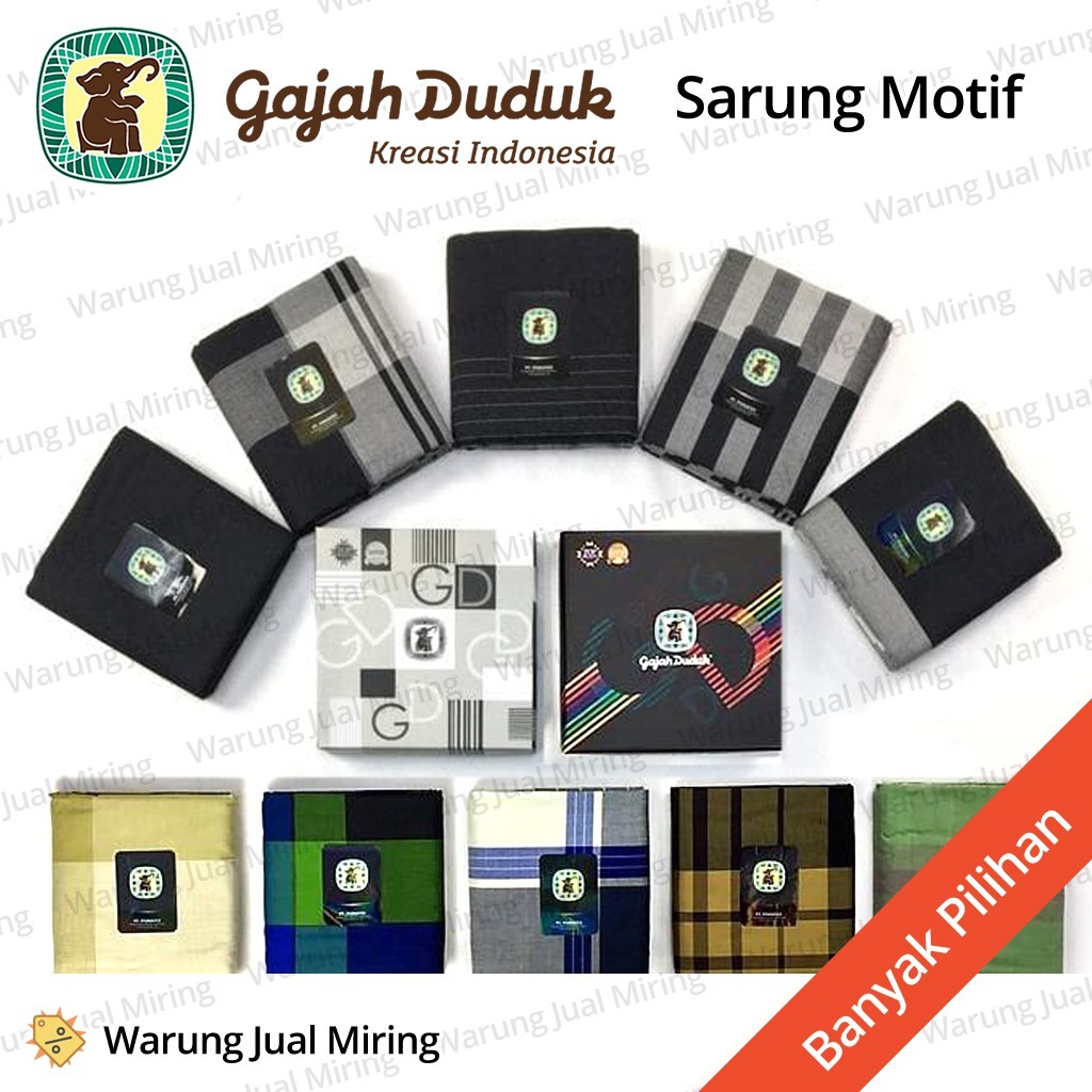 Sarung GAJAH DUDUK Aneka Motif - Kain Sarung Tenun Pria Dewasa Laki Cowok Sholat Cap Hitam Putih War