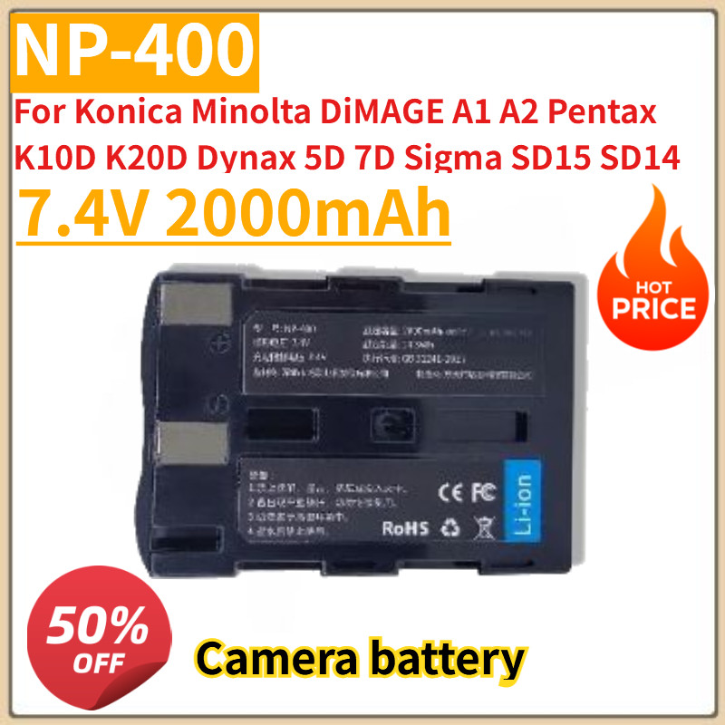 New NP-400 7.4V 2000mAh Camera Reargeable Battery for Konica Minolta MAGE A1 A2,Pentax K10D K20D Dyn