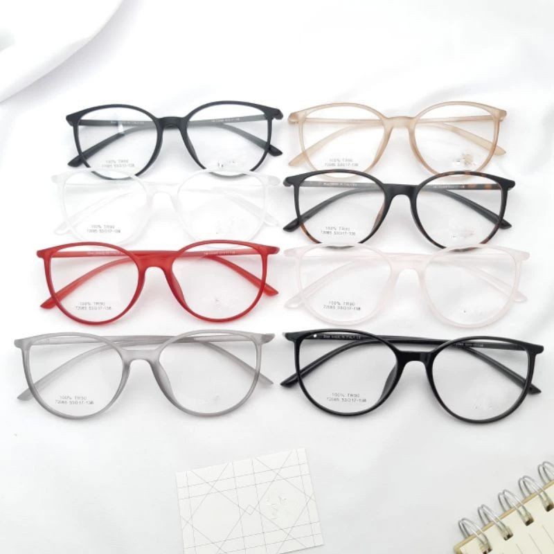 Kacamata Baca Pop Retro Bulat Halus Matt Engsel Pegas Pria Wanita TR90 72085