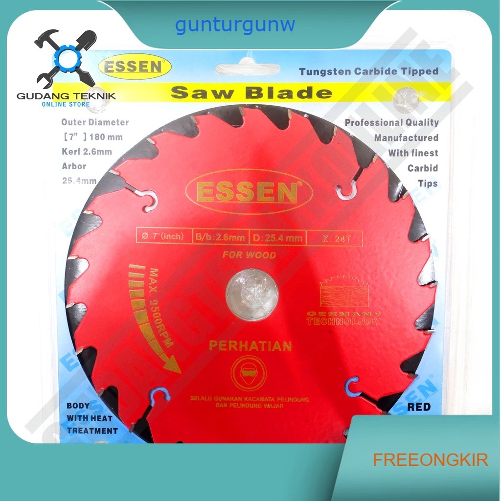 Mata Pisau KAYU Circular Saw ESSEN 7" 24T 40T - Mata Gergaji Circle 7 Inch 24T 40T - Circular Saw Bl