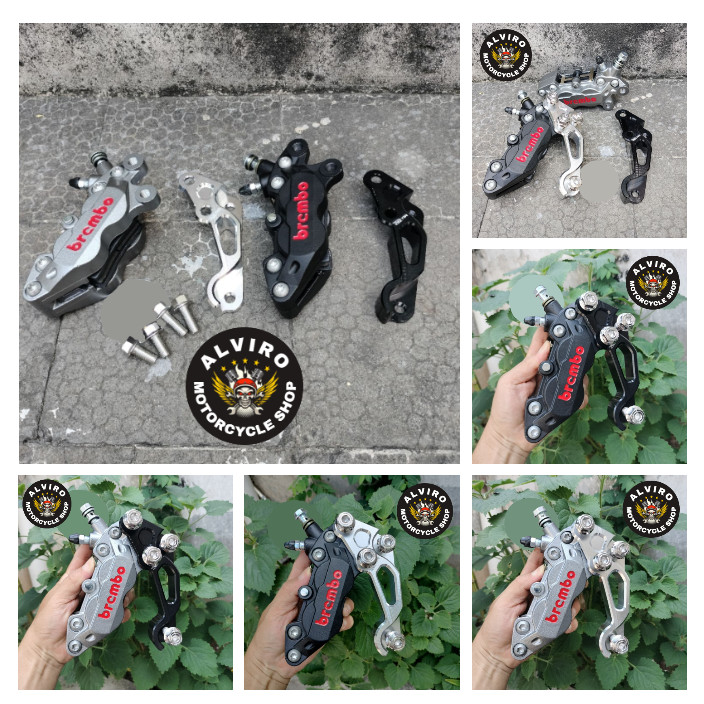 Breket Cnc Plus Kaliper Brembo 4P Big Axial Motor Mx / Jupiter Z1 Robot / Vega New R / ZR Disc 300mm