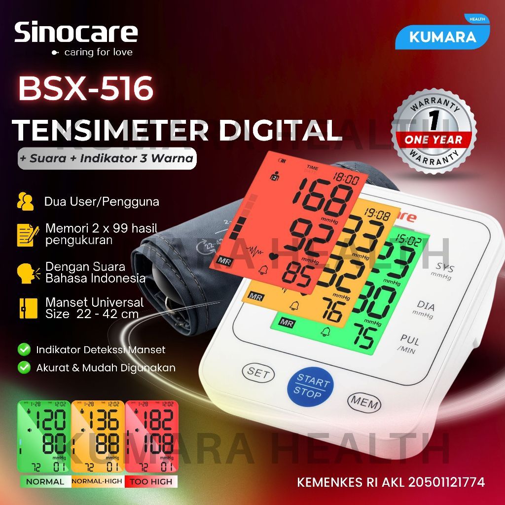 SINOCARE - Tensimeter Digital BSX-516 / Tensimeter Digital Suara
