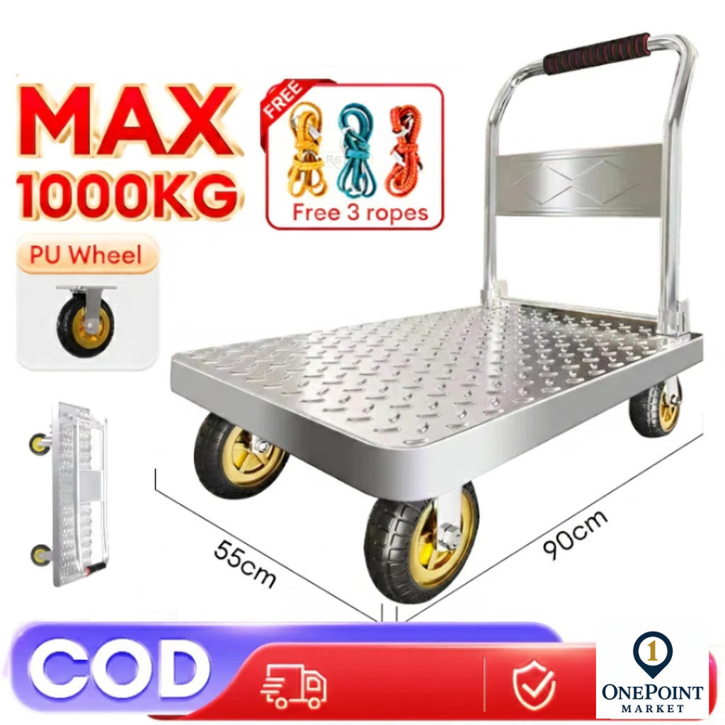 Troli Barang Reaim Troli Barang Lipat troli lipat portable Besi Troli Baja Kuat Tebal 900Kg garansi