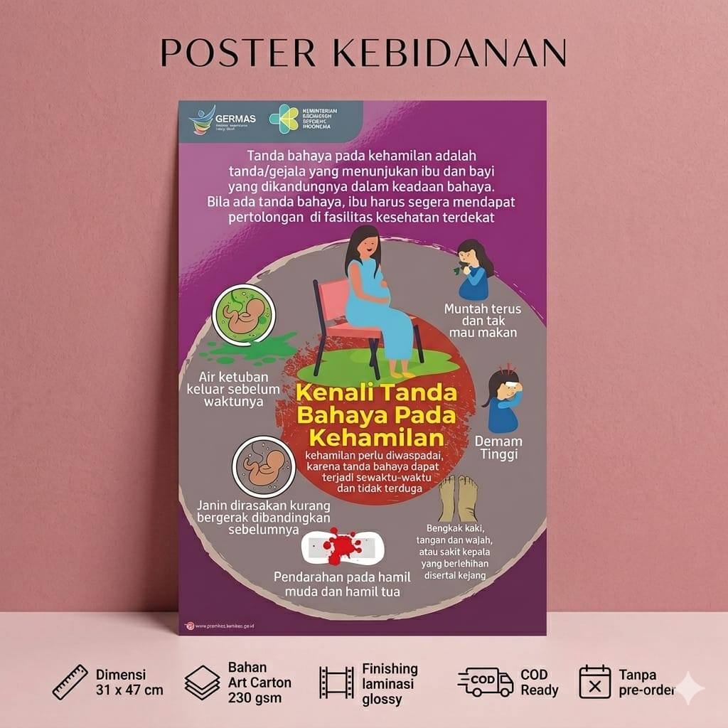 Poster Tanda Bahaya Kehamilan - Poster Kehamilan - Poster Kebidanan