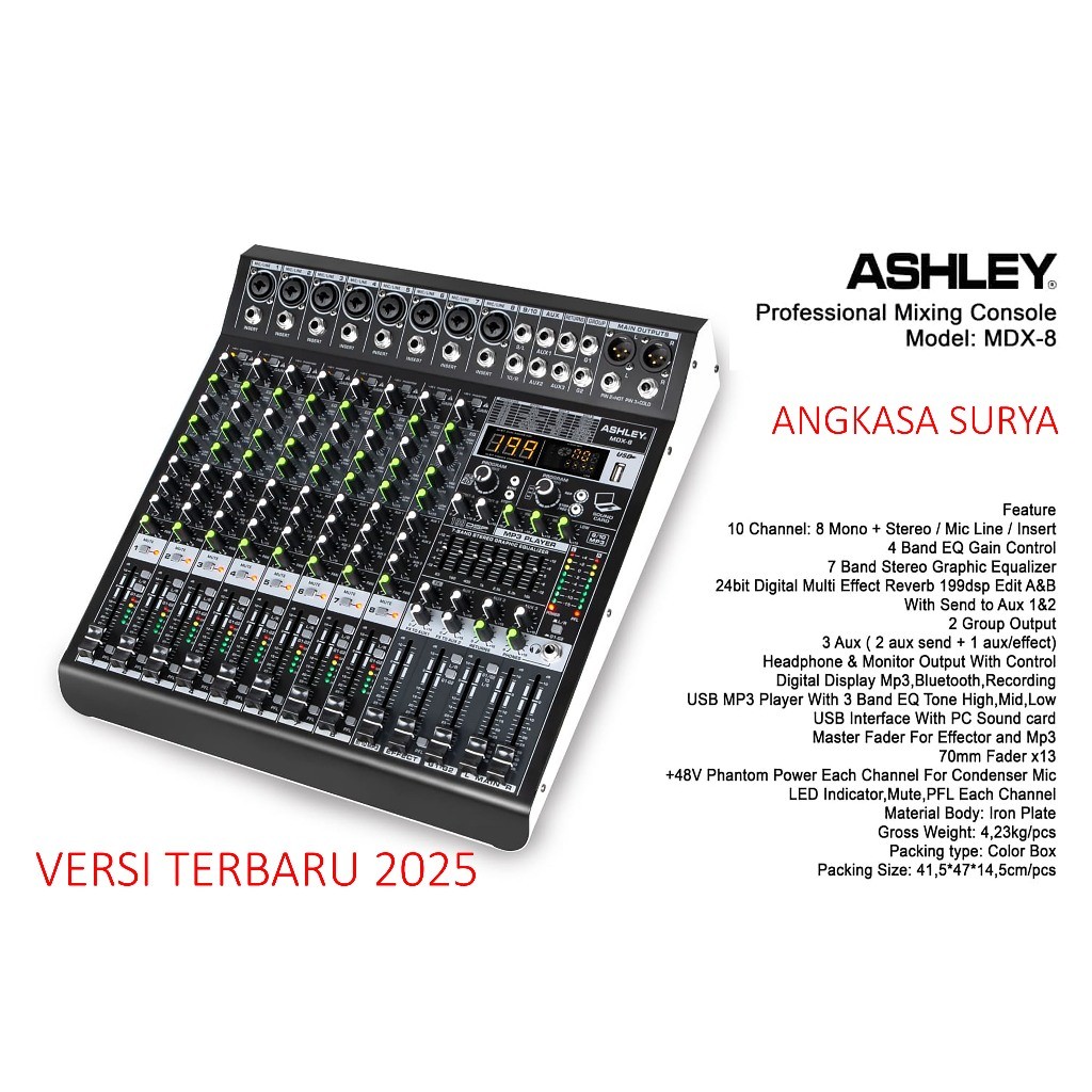 Mixer ASHLEY MDX 8 ORIGINAL / Mixer Ashley MDX8 , 8  Channel